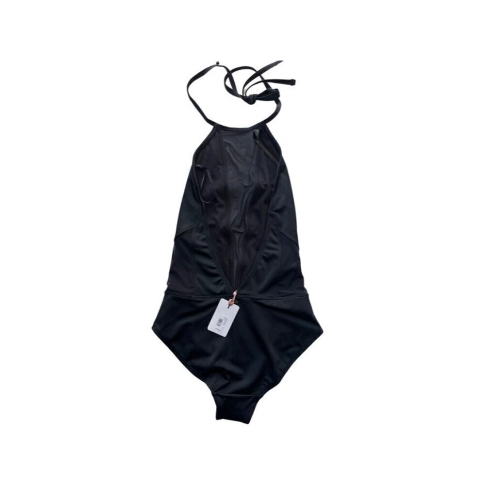 Ted Baker London Black Mesh Panel Halter one piece Swimsuit size 0 (US Size2- 4) - Picture 6 of 16